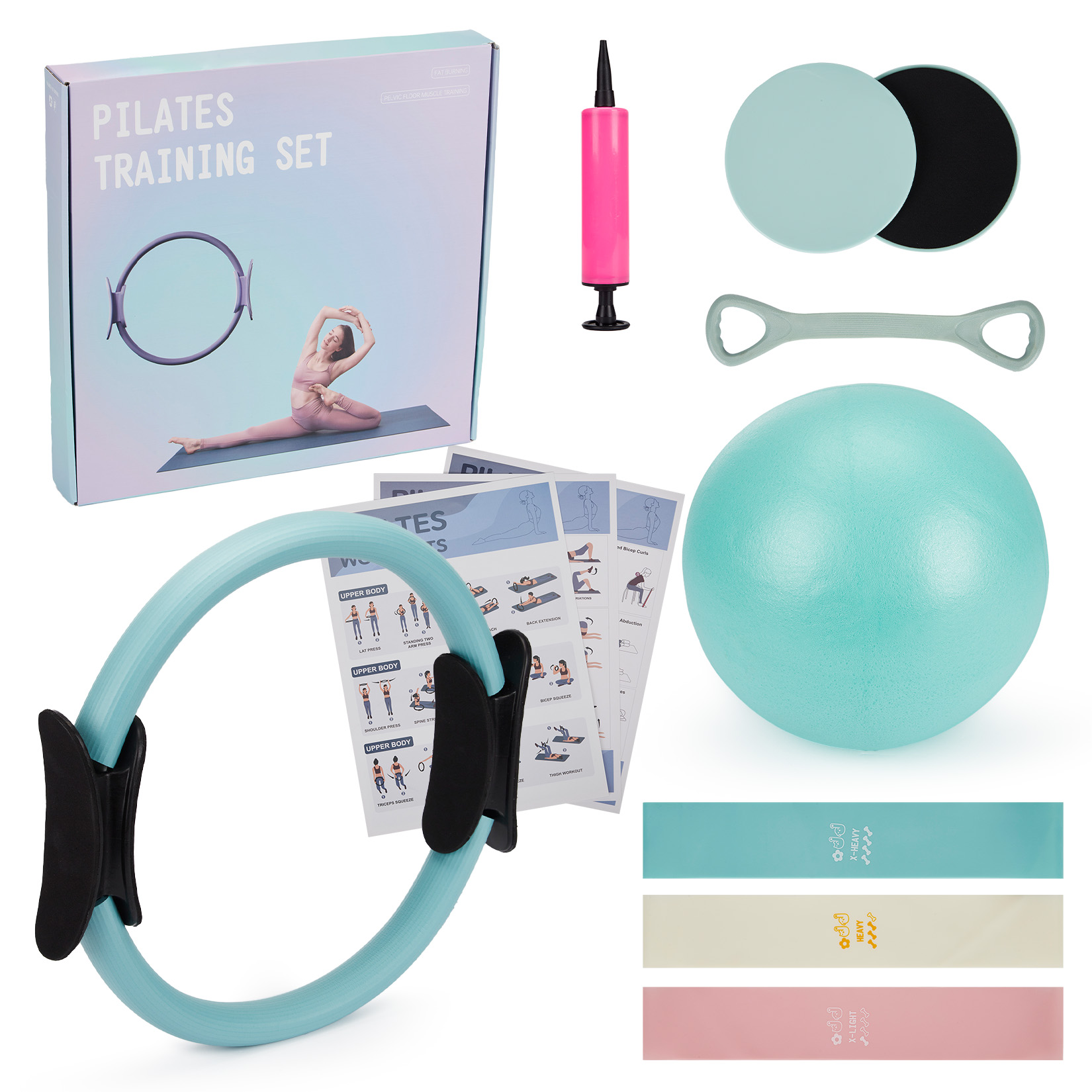 Pilates Yoga Barı - Set Latihan Pilates, Ring Pilates 6-in-1,