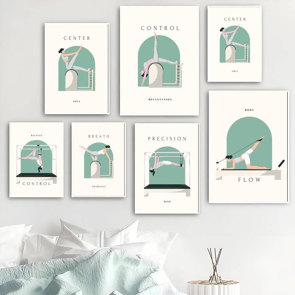 Poster Ilustrasi Latihan Pilat - Flow Yoga Pilates ulasan dan harga