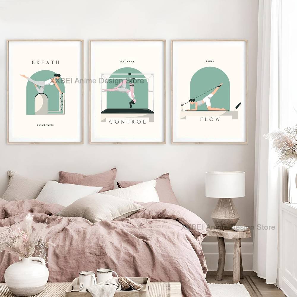 Poster Ilustrasi Latihan Pilat - Flow Yoga Pilates ulasan dan harga